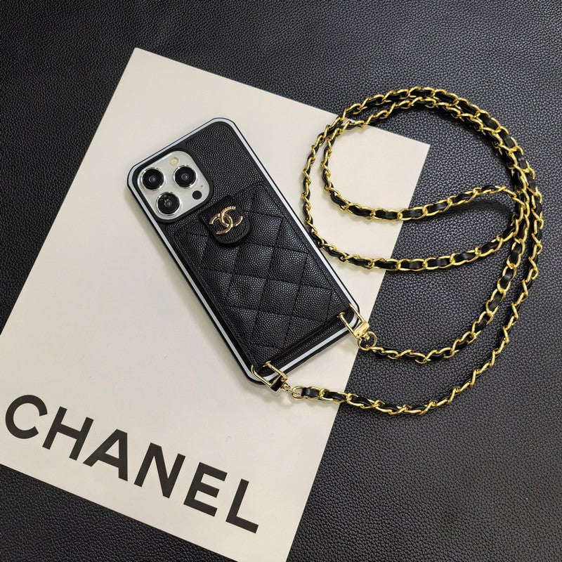Elegante custodia per iPhone in pelle a tracolla