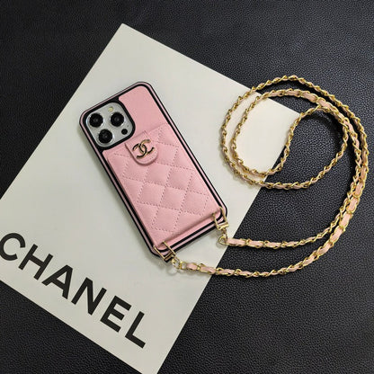 Elegante custodia per iPhone in pelle a tracolla