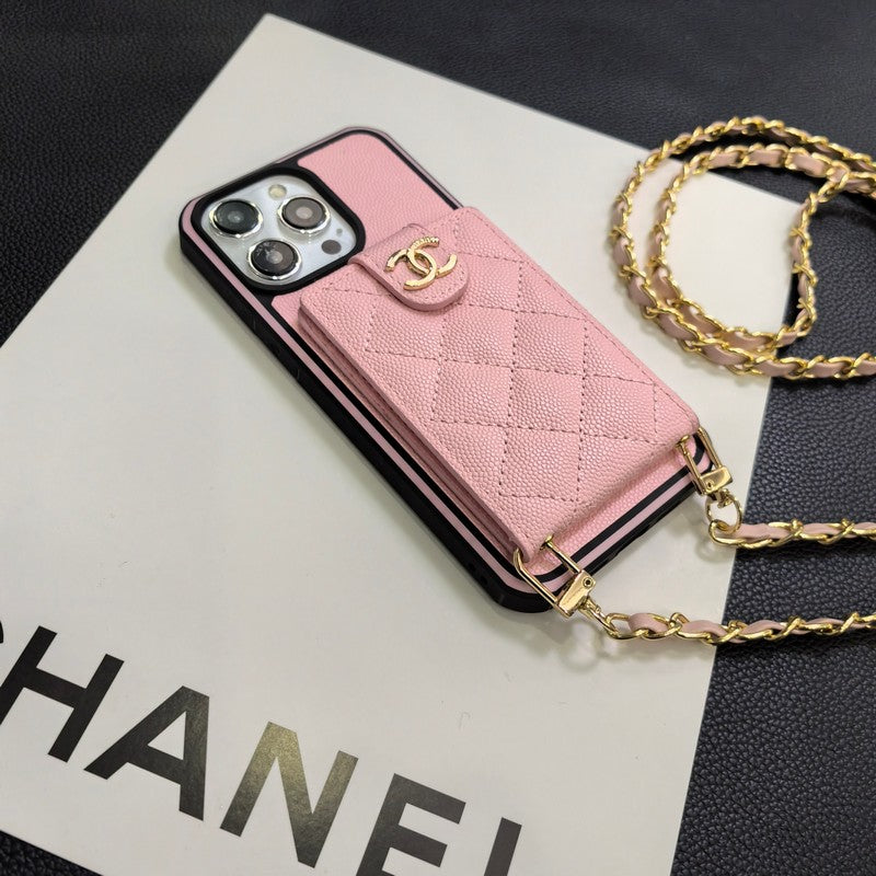 Elegante custodia per iPhone in pelle a tracolla