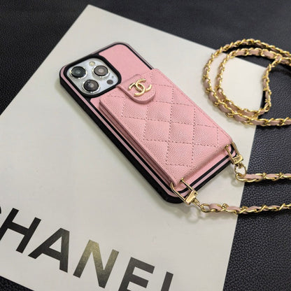 Elegante custodia per iPhone in pelle a tracolla