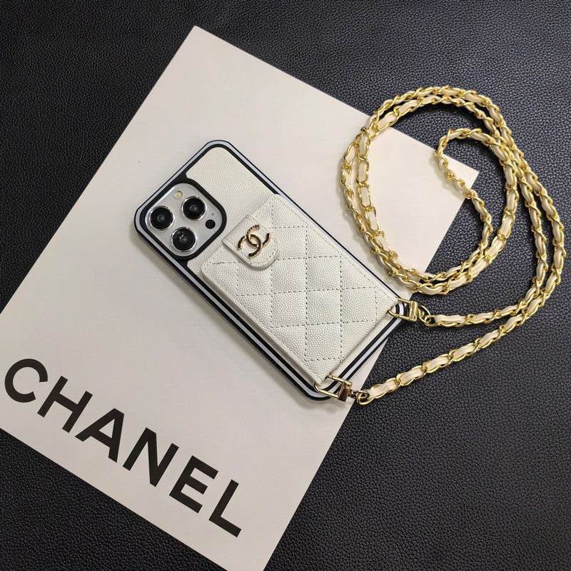 Elegante custodia per iPhone in pelle a tracolla
