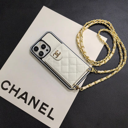 Elegante custodia per iPhone in pelle a tracolla