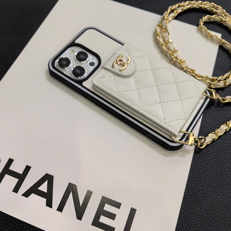 Elegante custodia per iPhone in pelle a tracolla