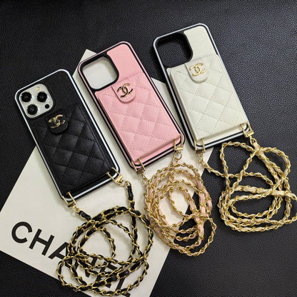 Elegante custodia per iPhone in pelle a tracolla