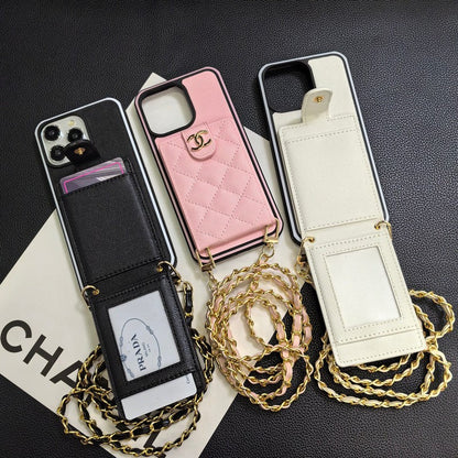Elegante custodia per iPhone in pelle a tracolla