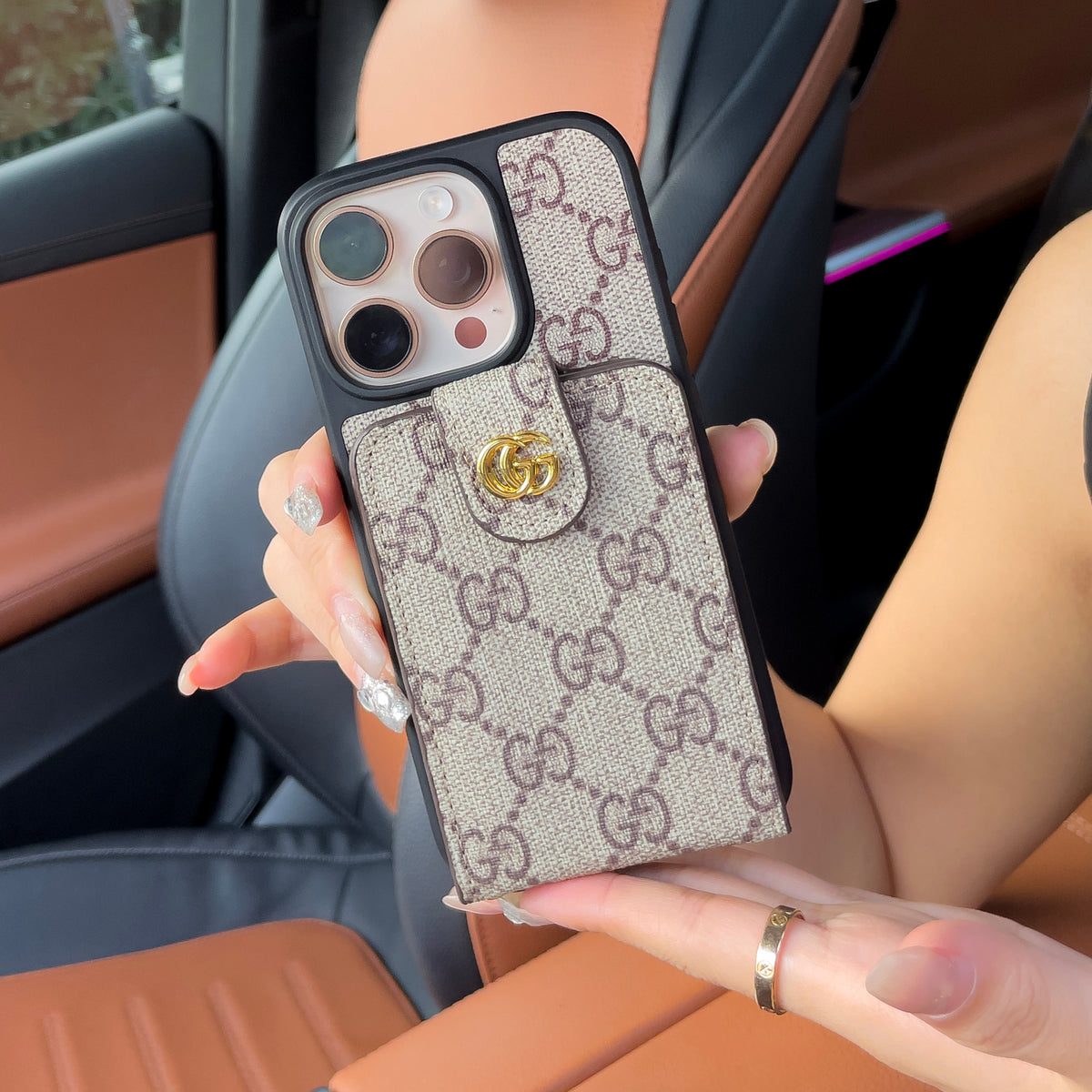 Custodia per iPhone a tracolla di lusso con portacarte & Tracolla