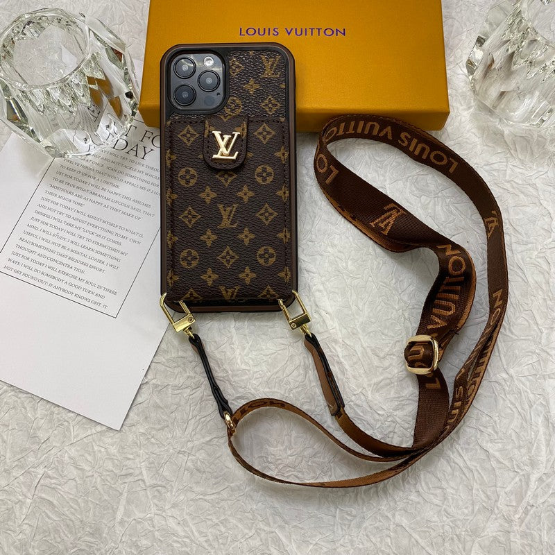 حافظة ايفون بسلسلة وحقيبة بطاقات فاخرة