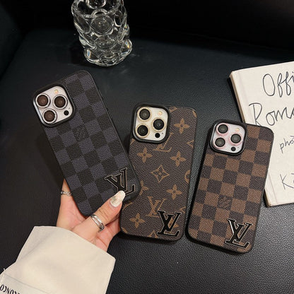 Luksus sort logo læder etui til iPhone