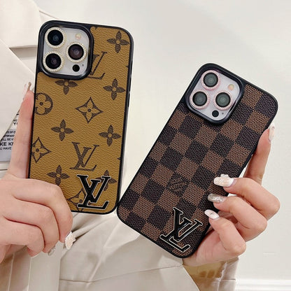 Luksus sort logo læder etui til iPhone