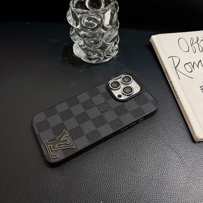 Luksus sort logo læder etui til iPhone