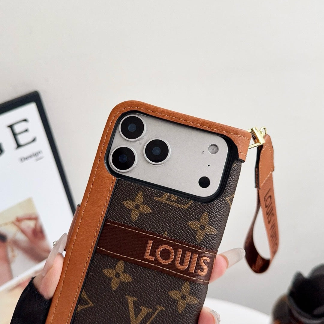 Sparán Só Patrún Só Cás iPhone le Sealbhóir Cárta agus Strap