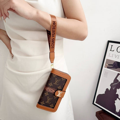 Sparán Só Patrún Só Cás iPhone le Sealbhóir Cárta agus Strap