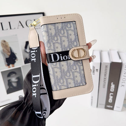 Custodia per iPhone a portafoglio con motivo elegante e alla moda con cinturino da polso staccabile