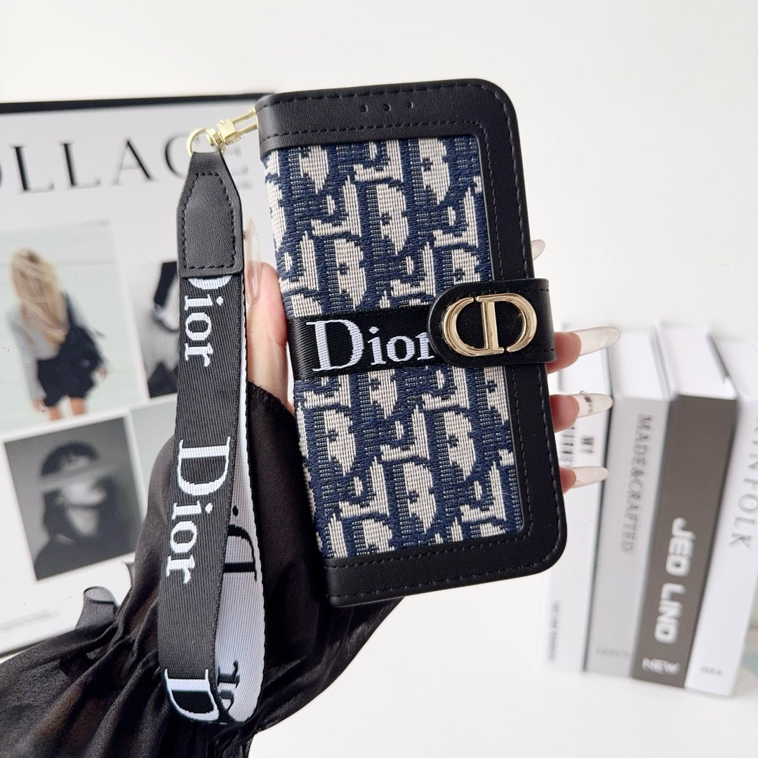 Custodia per iPhone a portafoglio con motivo elegante e alla moda con cinturino da polso staccabile