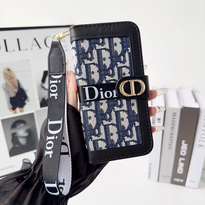 Custodia per iPhone a portafoglio con motivo elegante e alla moda con cinturino da polso staccabile