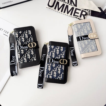 Custodia per iPhone a portafoglio con motivo elegante e alla moda con cinturino da polso staccabile