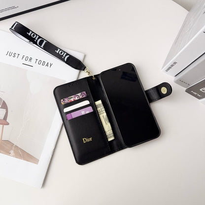 Custodia per iPhone a portafoglio con motivo elegante e alla moda con cinturino da polso staccabile