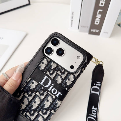 Custodia per iPhone a portafoglio con motivo elegante e alla moda con cinturino da polso staccabile
