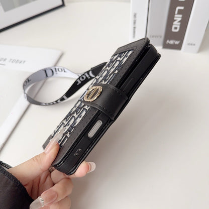 Custodia per iPhone a portafoglio con motivo elegante e alla moda con cinturino da polso staccabile