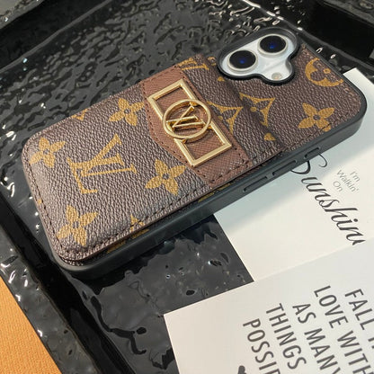 حقيبة بطاقات فاخرة بشعار ذهبي لهاتف iPhone