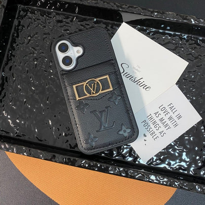 حقيبة بطاقات فاخرة بشعار ذهبي لهاتف iPhone