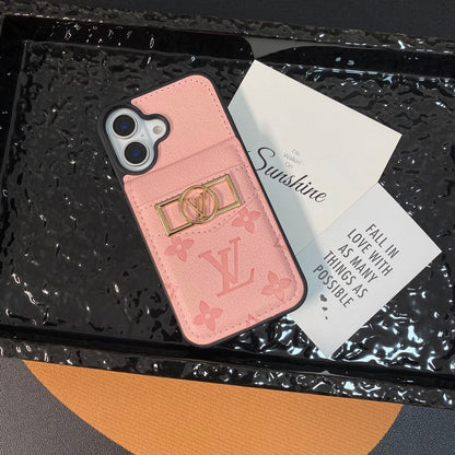حقيبة بطاقات فاخرة بشعار ذهبي لهاتف iPhone