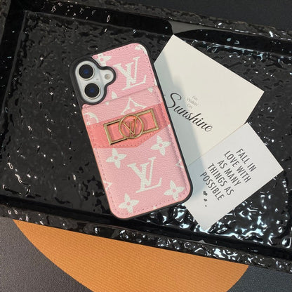 حقيبة بطاقات فاخرة بشعار ذهبي لهاتف iPhone