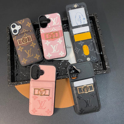 حقيبة بطاقات فاخرة بشعار ذهبي لهاتف iPhone