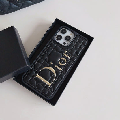 Fashion Gold Logo Læder iPhone etui