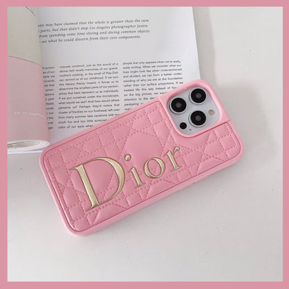 Fashion Gold Logo Læder iPhone etui