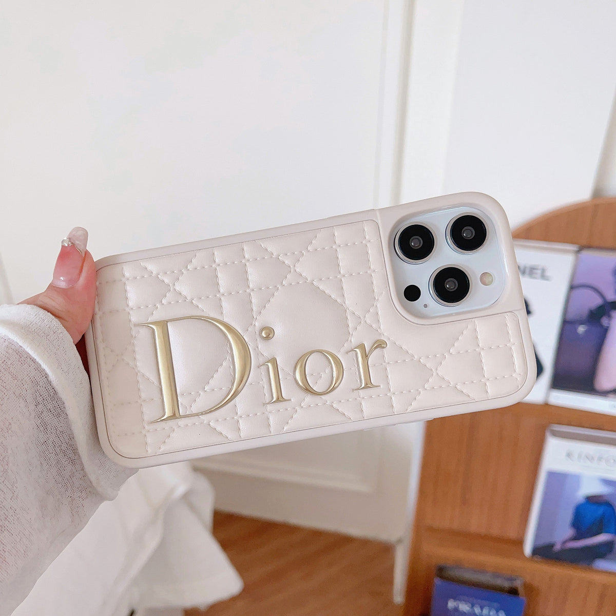 Fashion Gold Logo Læder iPhone etui