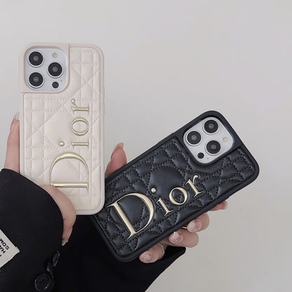 Fashion Gold Logo Læder iPhone etui
