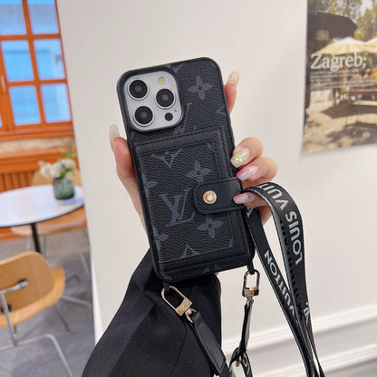 Custodia per iPhone a tracolla di lusso con borsa per carte