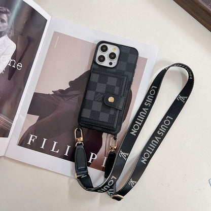 Custodia per iPhone a tracolla di lusso con borsa per carte