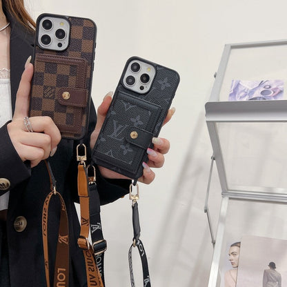 Custodia per iPhone a tracolla di lusso con borsa per carte