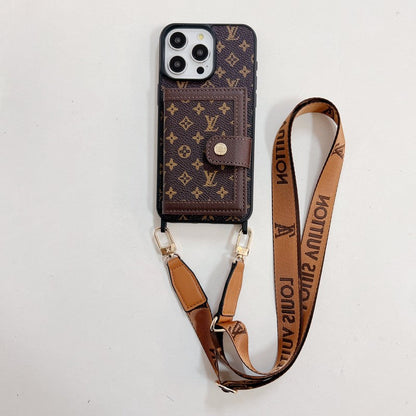 Custodia per iPhone a tracolla di lusso con borsa per carte
