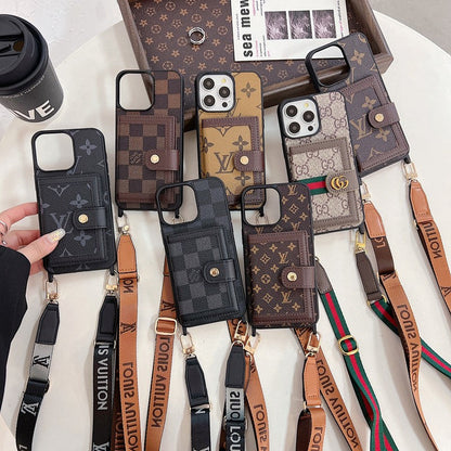 Custodia per iPhone a tracolla di lusso con borsa per carte