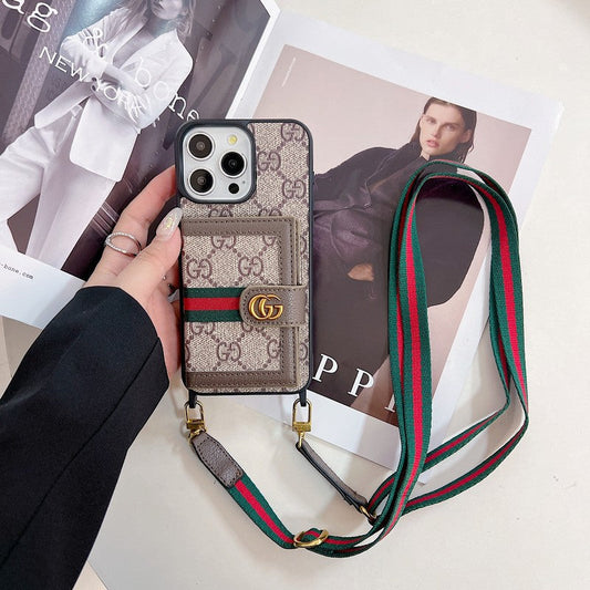 Custodia per iPhone a tracolla con borsa per carte premium