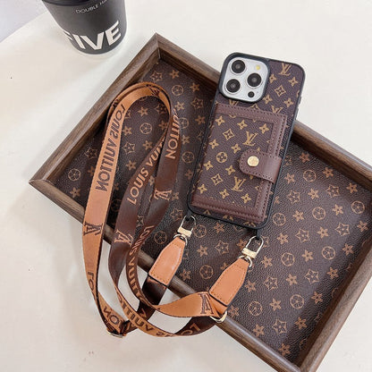 Custodia per iPhone a tracolla di lusso con borsa per carte