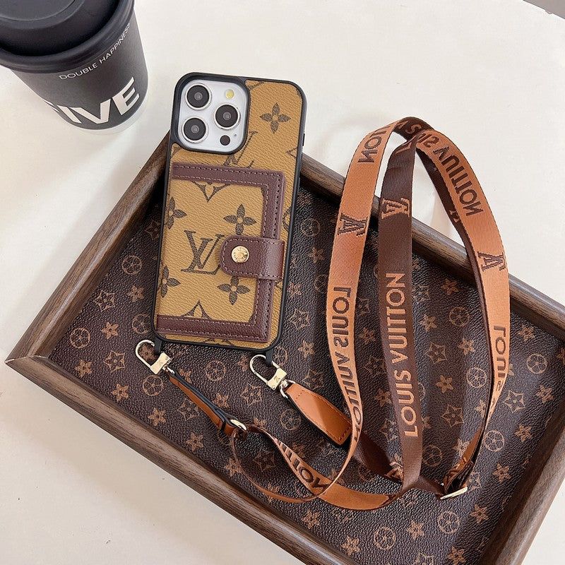 Custodia per iPhone a tracolla di lusso con borsa per carte