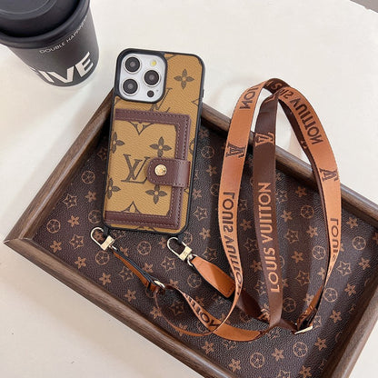Custodia per iPhone a tracolla di lusso con borsa per carte