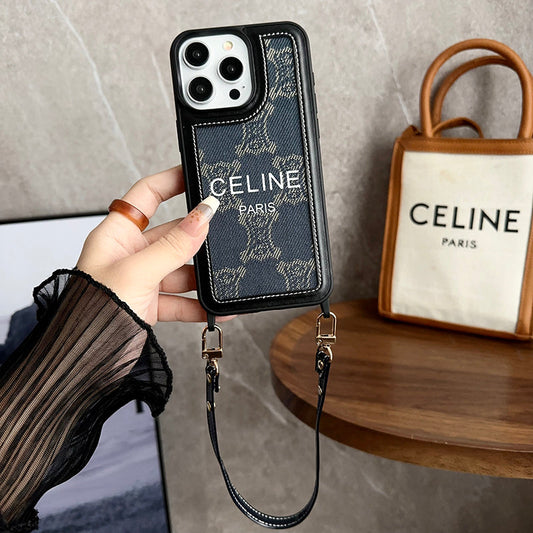 Custodia per iPhone 16 in pelle con supporto a mano alla moda