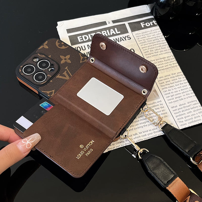 Luksus Card Bag Chain Brun iPhone-etui