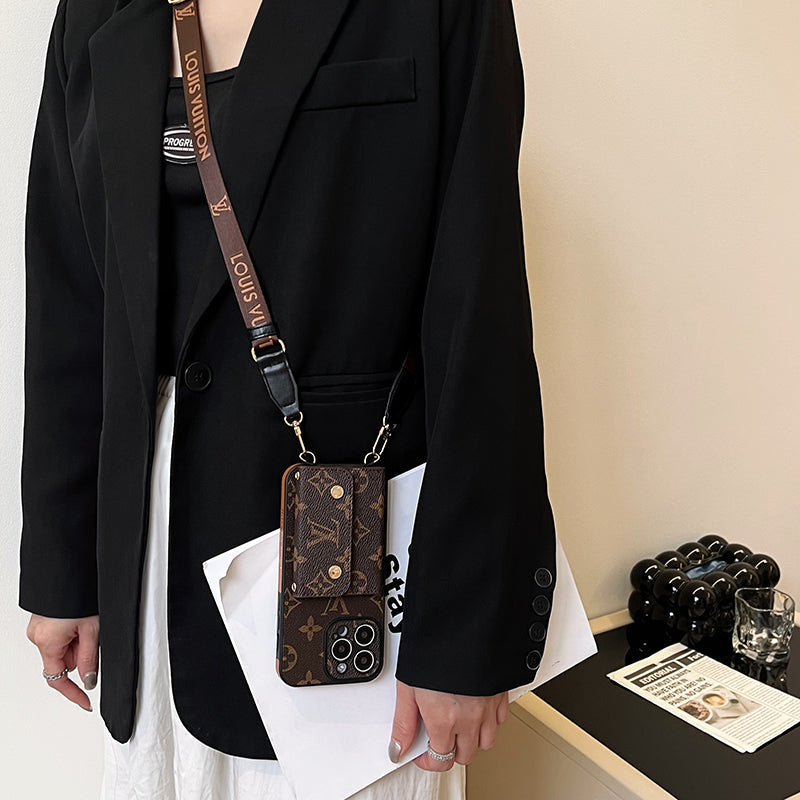 Luksus Card Bag Chain Brun iPhone-etui