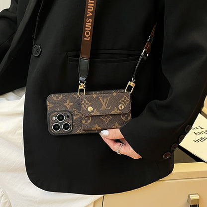Luksus Card Bag Chain Brun iPhone-etui