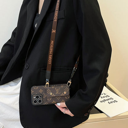 Luksus Card Bag Chain Brun iPhone-etui