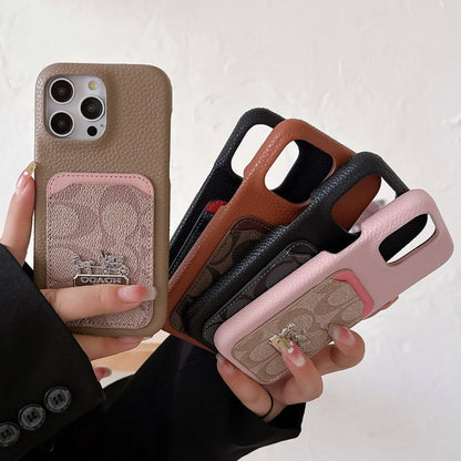 Klassische iPhone-Hülle aus Leder mit Kartenetui