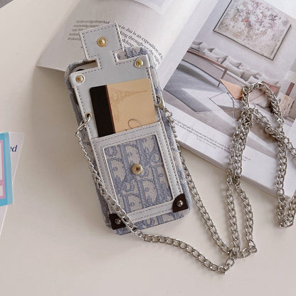 Custodia per iPhone in tessuto con borsa per carte di moda