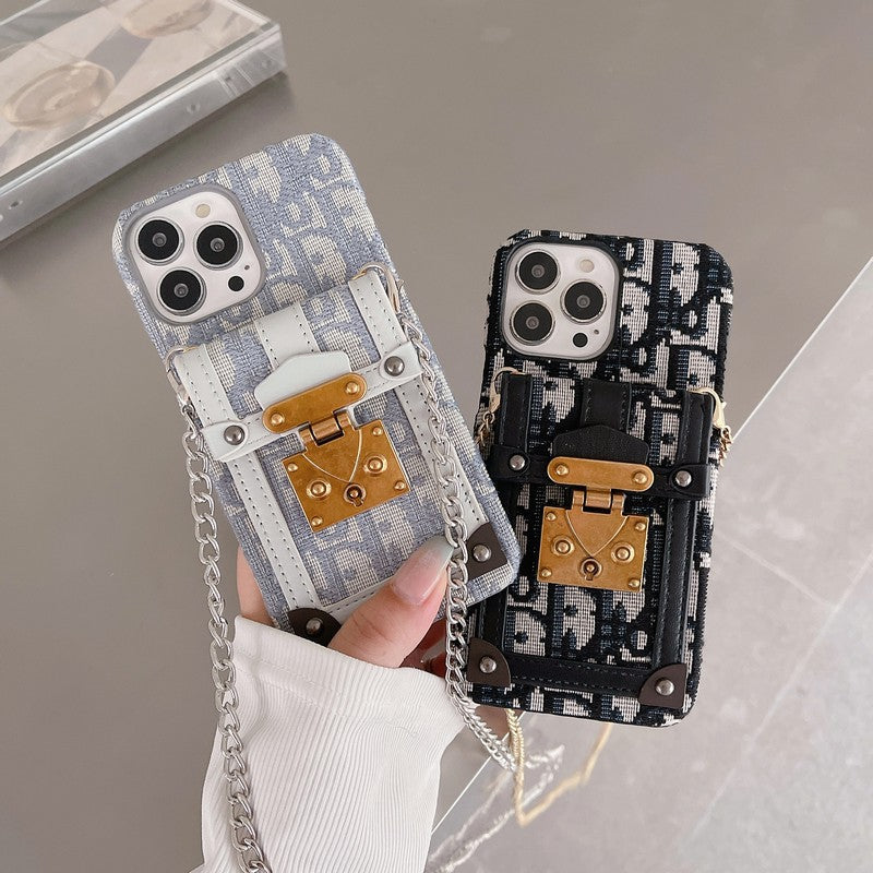 Custodia per iPhone in tessuto con borsa per carte di moda