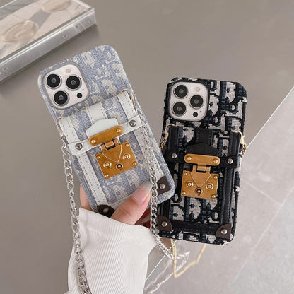 Custodia per iPhone in tessuto con borsa per carte di moda
